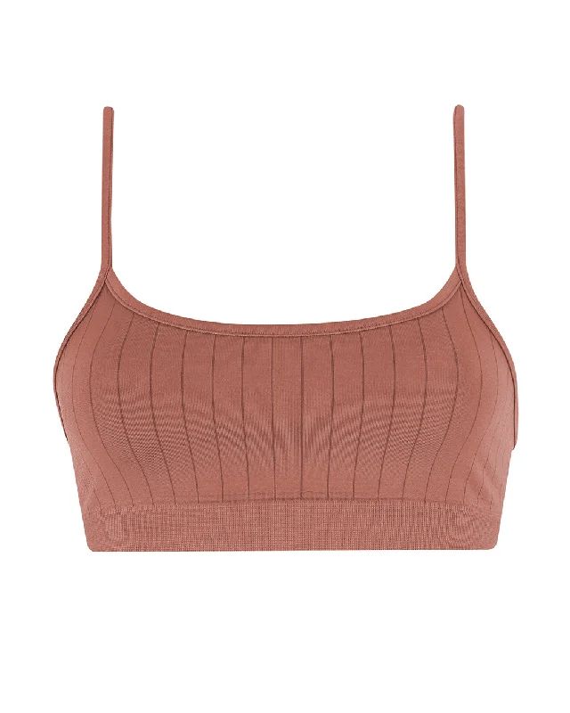Celebrity Style FLAT RIBBED SINCERE Bikini Bra Top | Rusty Pink