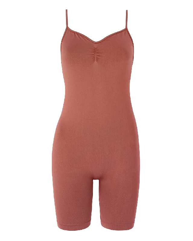 Comfortable Chic SPIRITED Shorts Unitard | Rusty Pink