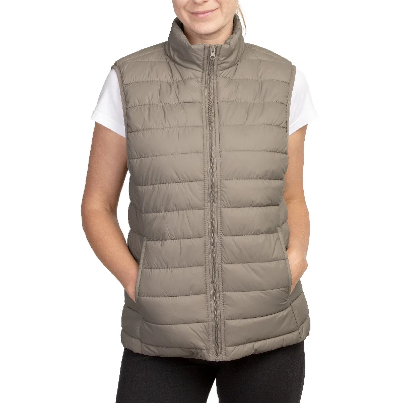 Luxury Fashion SOFRA WOMENS PUFF VEST (SPV200) - BLACK/OAT/TAUPE
