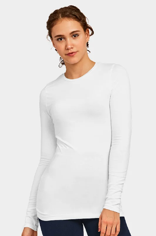 Casual Street SOFRA LADIES LONG SLEEVE CLASSIC FIT CREW NECK T-SHIRT (TR025_WHITE)