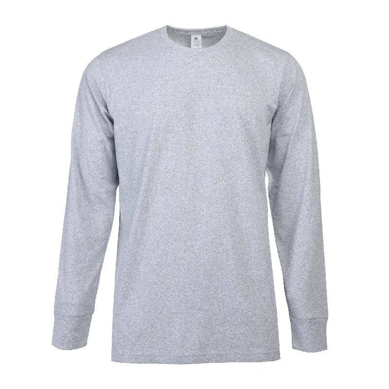 Youthful Style TEEJOY MEN'S CLASSIC CREW NECK LONG SLEEVES RIBBED CUFF T-SHIRT (TR555) - BLACK/H.GREY/NAVY/WHITE