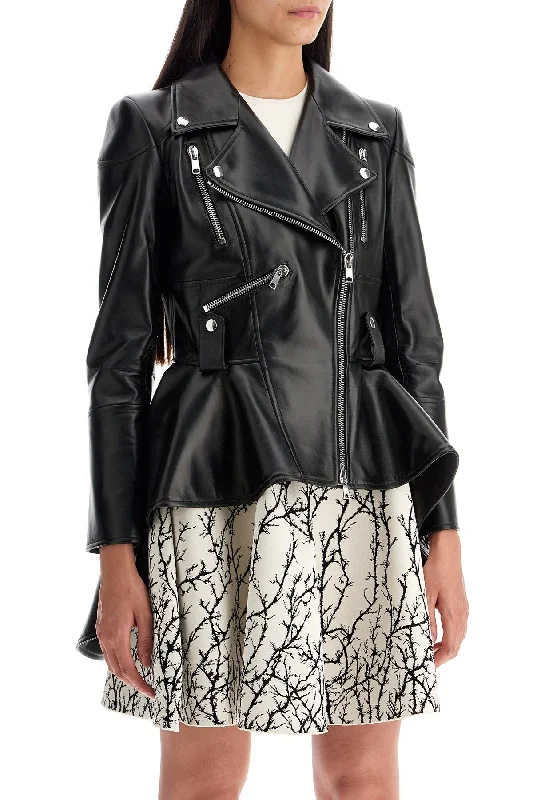 Exquisite Tailoring Alexander Mcqueen Peplum Leather Biker Jacket