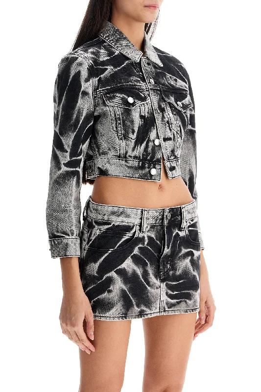 Advanced Customization Alexander Wang Cropped Denim Jacket With Acid Wash