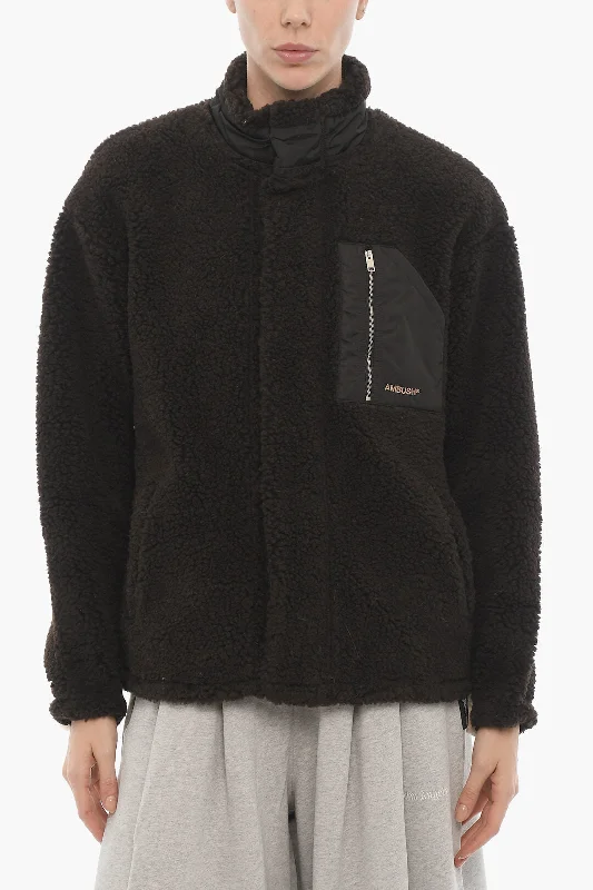 Hooded design Ambush Two-Tone Fleece Jacket with Breast Pocket