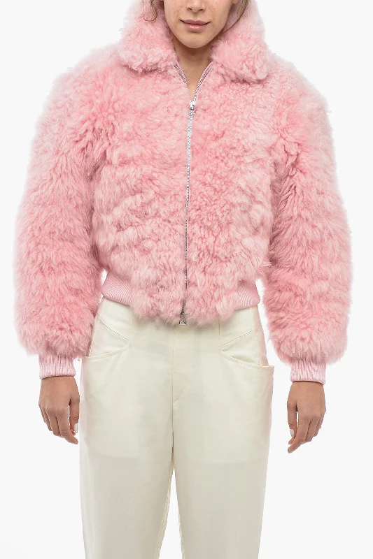 Comfortable Jeans Bottega Veneta Lamb Fur Cropped Jacket