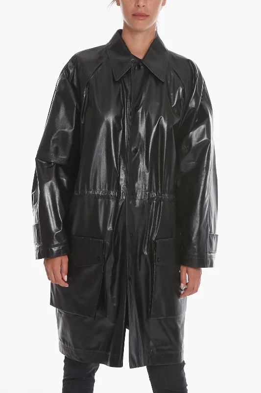 Versatile Items Bottega Veneta Leather SHINY Coat with Drawstring
