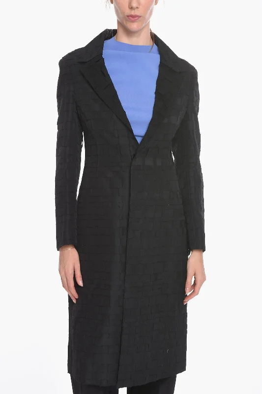 Trendy And Casual Bottega Veneta Silk Gazarre Single-breasted Coat in Basket-weave Motif