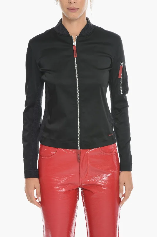 Versatile Outfits Diesel Satin T-OPUNTIA Bomber Jacket with Contrasting Details and S