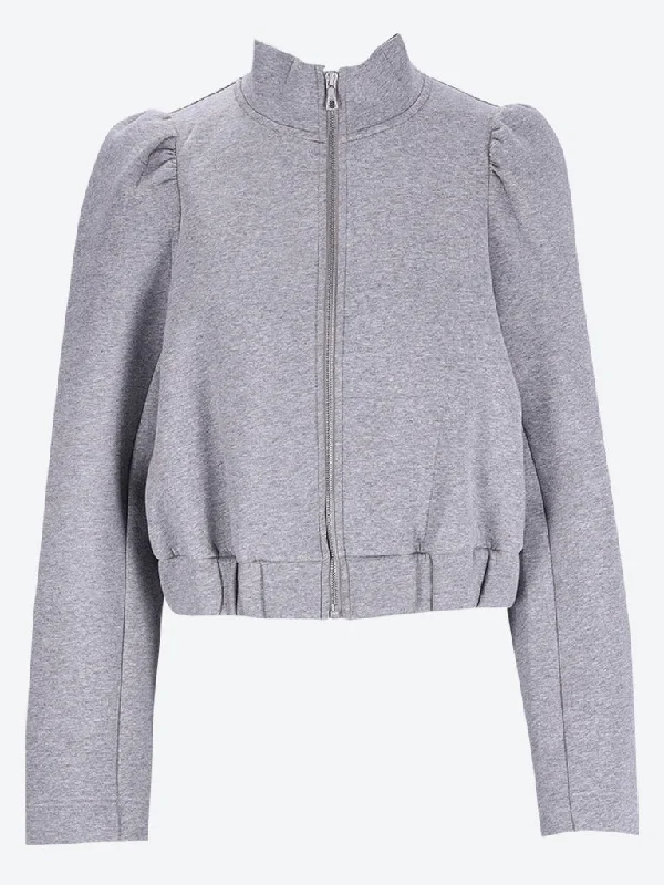 Elegant And Charming Cropped blouson with zipper and puff sleeves