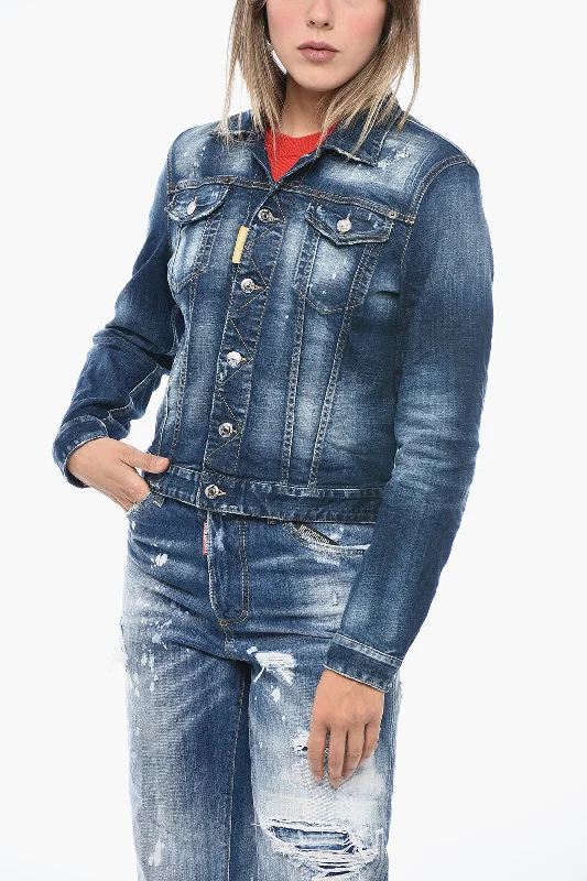 Easy Fashion Dsquared2 Delavè Denim Jacket with Utility Breast-pockets