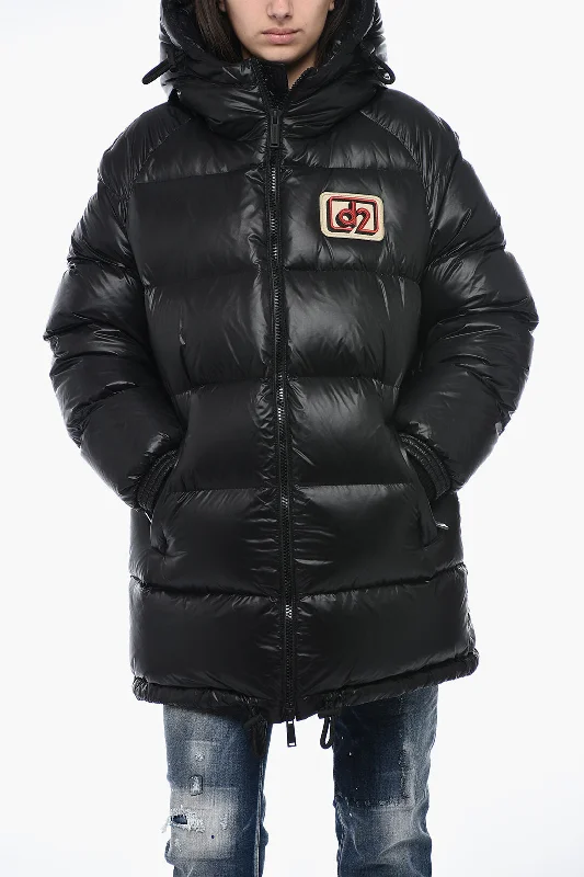 Soft Touch Dsquared2 Hooded Down Jacket with Logo Patch
