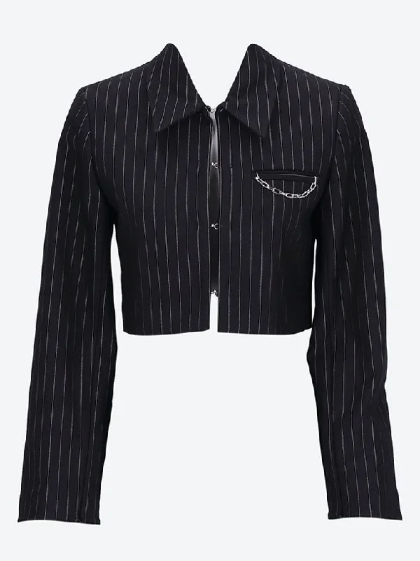 Carefree Compact stripe jersey short blazer