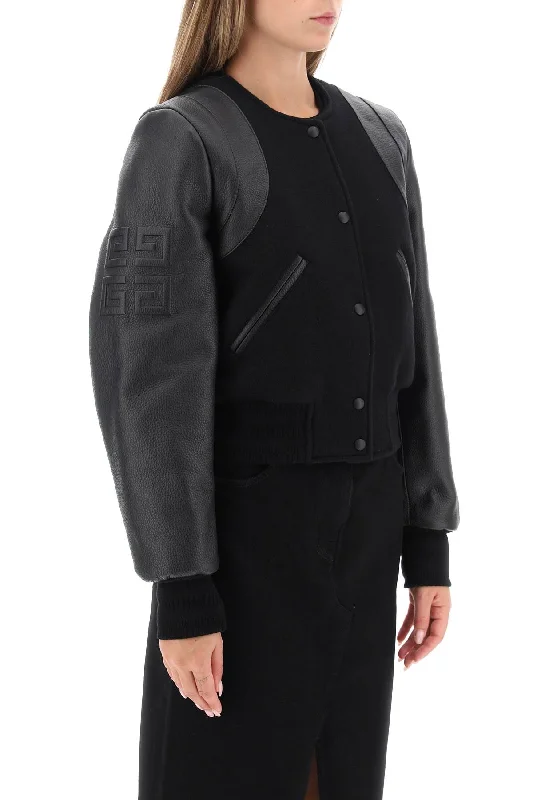 New Season Series Givenchy Wool And Leather Cropped Bomber Jacket
