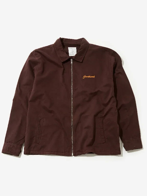 Must-have For Autumn And Winter Goodhood Worldwide Mechanic Script Jacket - Chocolate Brown