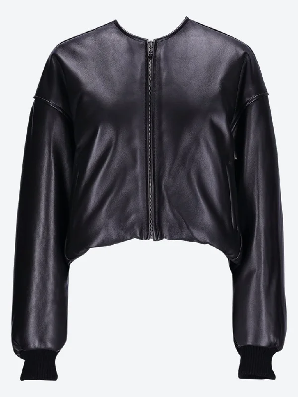 Luxury Style Leather hooded bomber jacket