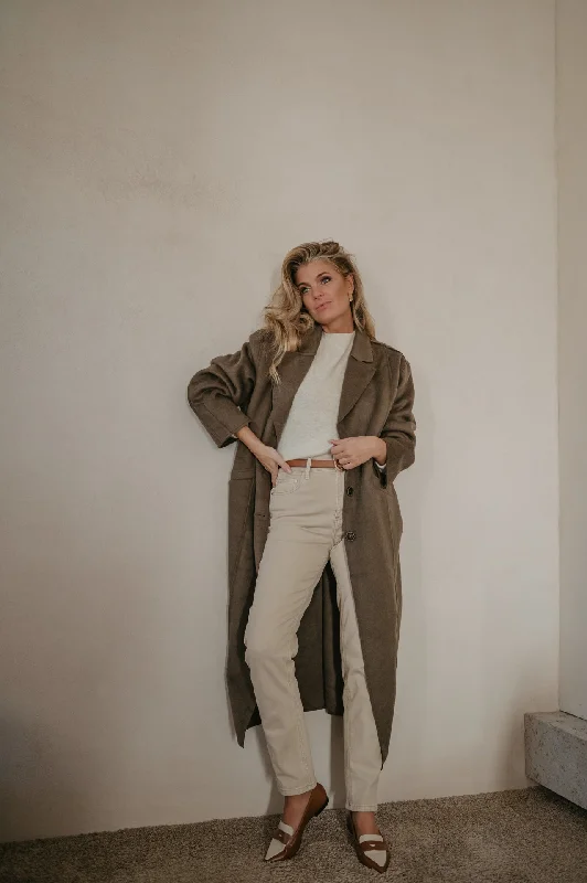 Embroidered Letters Legato coat I Khaki