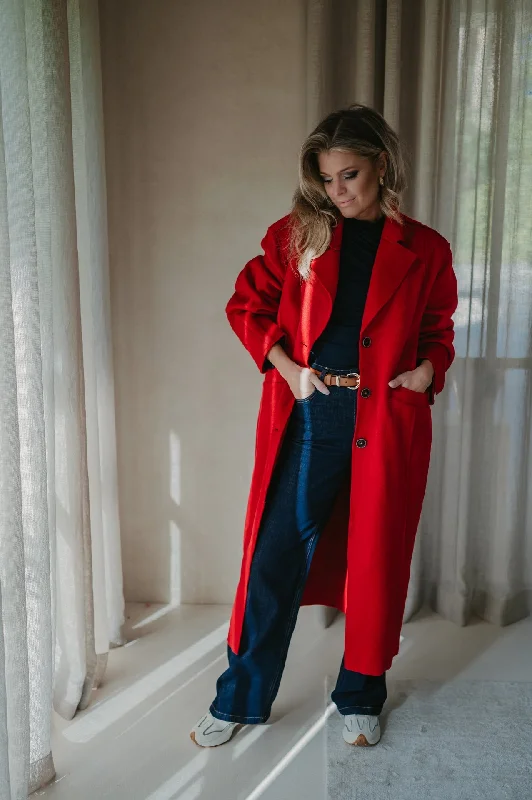 Cozy Fit Wear Legato coat I Red