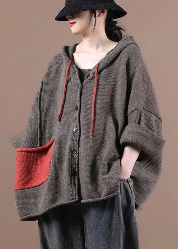 Elegant Comfort New Chocolate Loose Long sleeve Fall Sweater Jackets