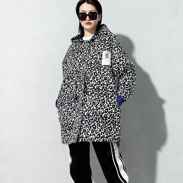 Comfortable Lounge Wear New Leopard Irregular Casual Style 2020 Minority Elegant Loose Pocket Trench Coat