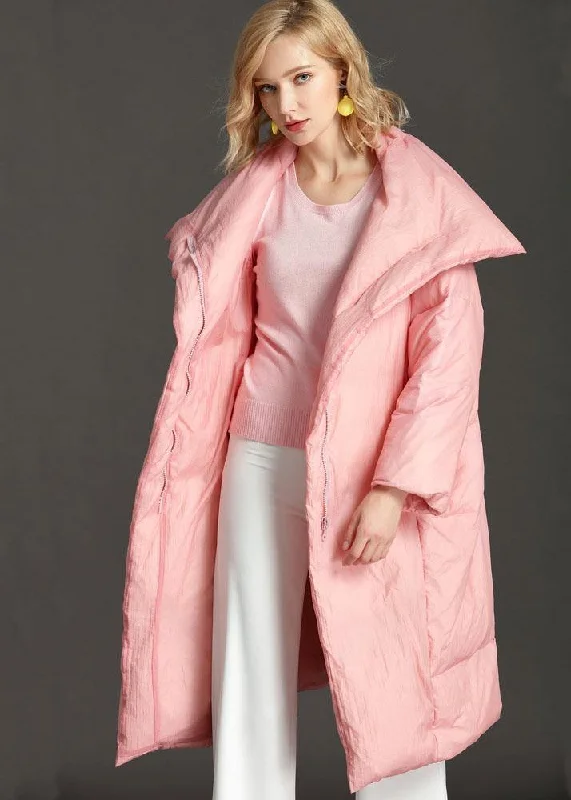 Soft Tops New Pink PeterPan Collar Pockets zippered Winter Duck Down Down Coat