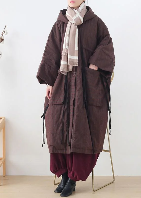 Comfortable Tops new ribbon big pocket hooded cotton coat long thick padded overcoat