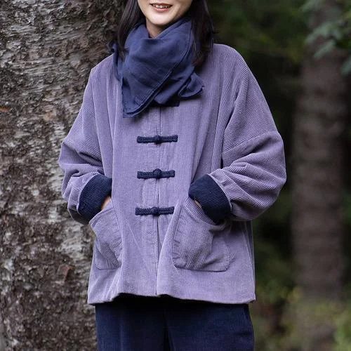 Editorial Design Omychic Loose Corduroy Padded Coat Parkas Ladies Vintage Patchwork Coat Female 2020 Autumn Winter Outerwear Coat