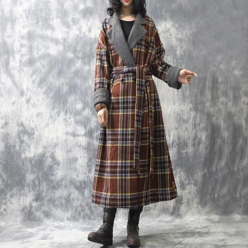 Embroidery Design Omychic Winter Woolen Coat Plaid Patchwork Loose Long Coat Outerwear Ladies Fashion Plaid Coat Overcoat Female Topcoat 2019 Embroidery Design Omychic Winter Woolen Coat Plaid Patchwork Loose Long Coat Outerwear Ladies Fashion Plaid Coat Overcoat Female Topcoat 2019
