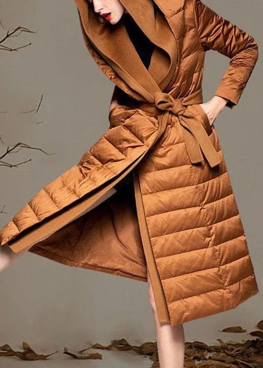 Spring Fashion Organic Caramel hooded Patchwork slim fit Winter Duck Down Jackets