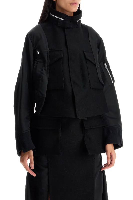 Fashion Innovation Sacai Boxy Wool And Nylon Jacket