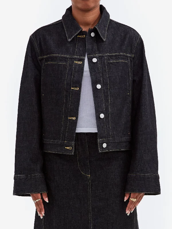 Comfy Layers Studio Nicholson Tahoe Box Denim Jacket - Black