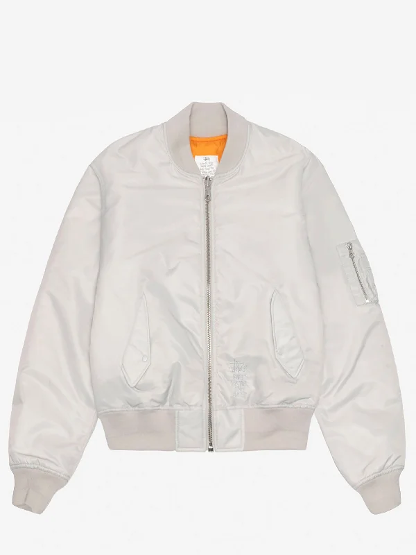 Breezy Comfort Stussy Built Bomber Jacket - Grey