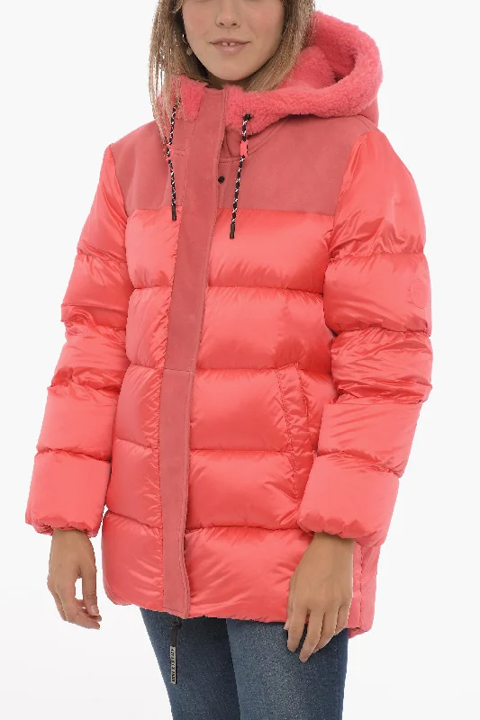 Avant-garde Design UGG Nylon SHASTA Down Jacket with Real Fur Details
