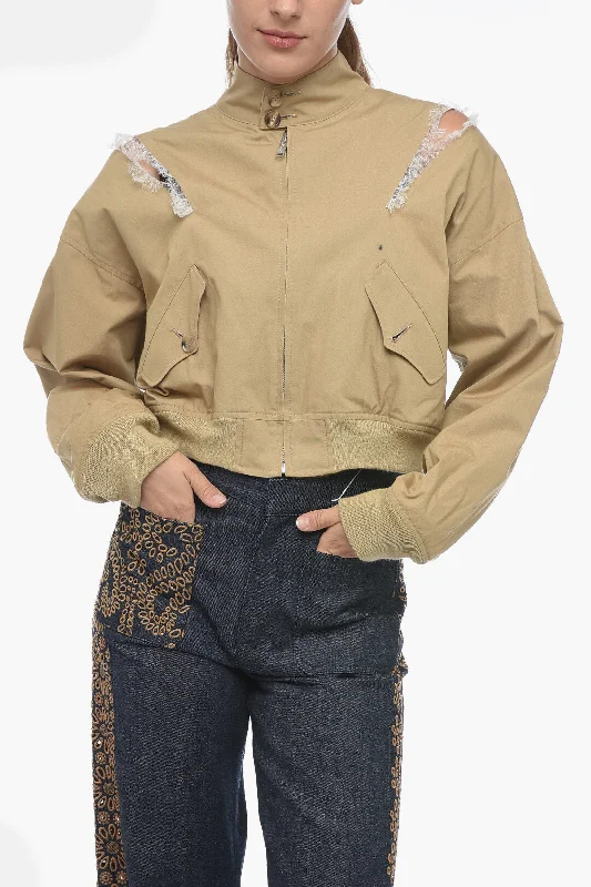 Beautiful Romance Undercover Bare Back Cotton Bomber Jacket with Cut-outs
