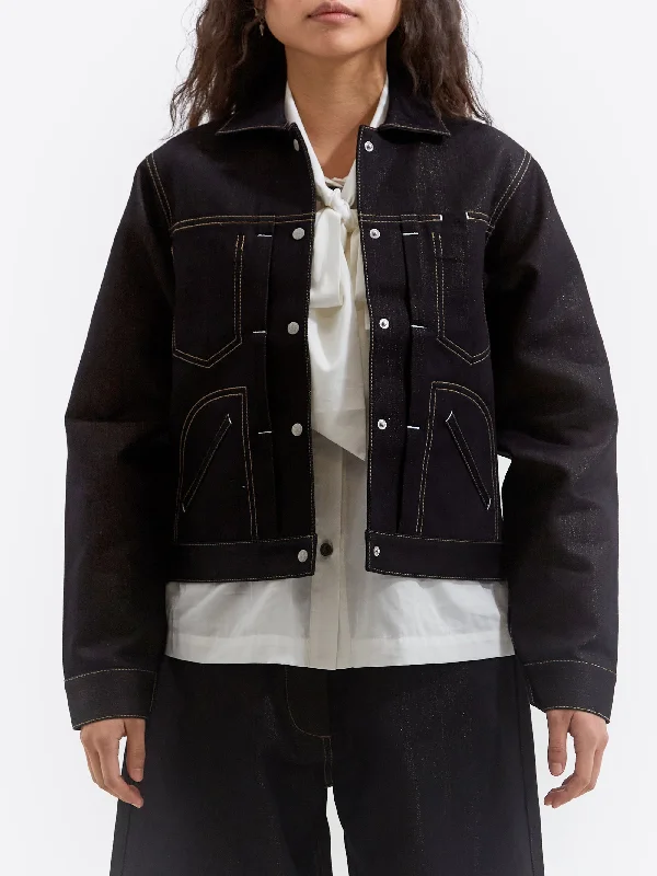 Elegant Series W'menswear Engineers Jacket - Indigo/Gold
