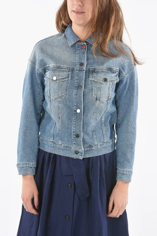 Relaxed Fashion Woolrich Denim AMERICAN Jacket with Silver Buttons