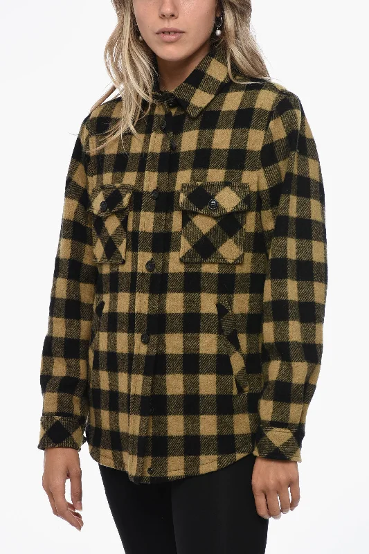 Energy Plan Woolrich Gingham Check Wool Blend Overshirt