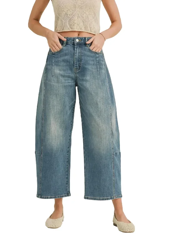 Easy Style Barrel Loose Fit Denim Jean In Blue
