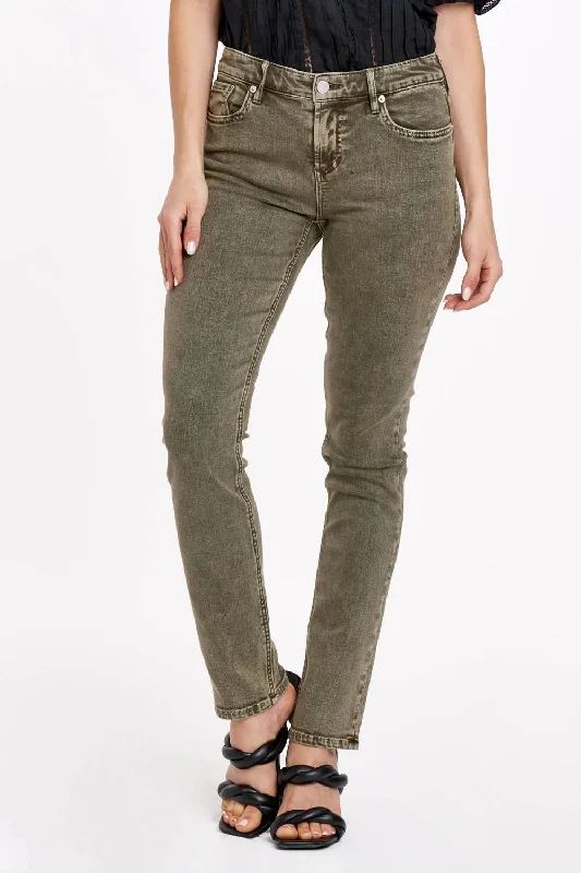 Low-key Luxury Blaire High Rise Denim Jeans In Olive