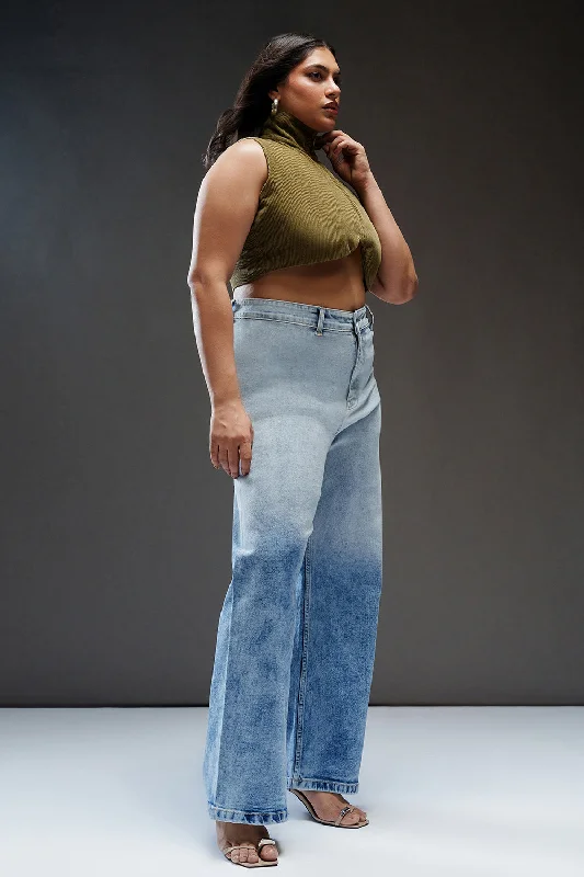 Fashionable Prints Bluemarine Curve Retro Flare Stretch Jeans