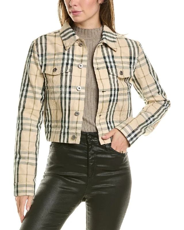 Dressing Tips Burberry Cropped Check Denim Jacket