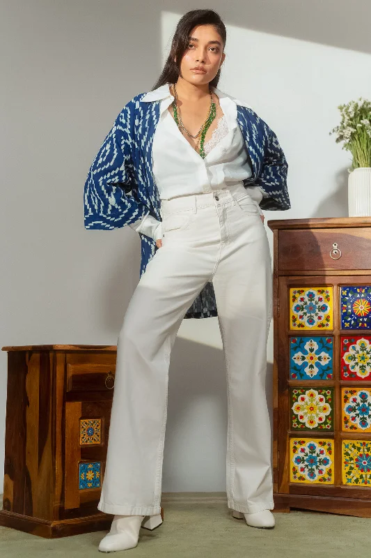Sports Style Classic White Wide Jeans