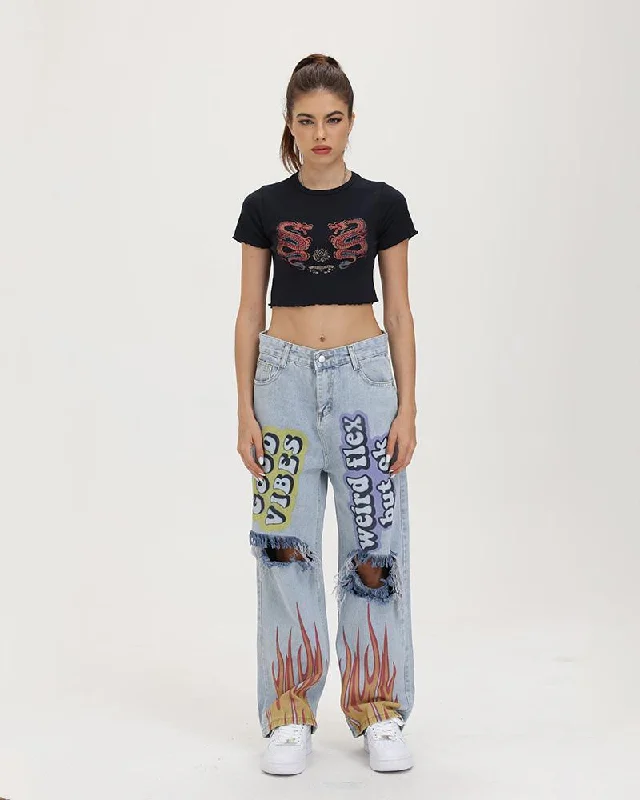 Modern Comfort Flaming Vibes Flared Denim Jeans