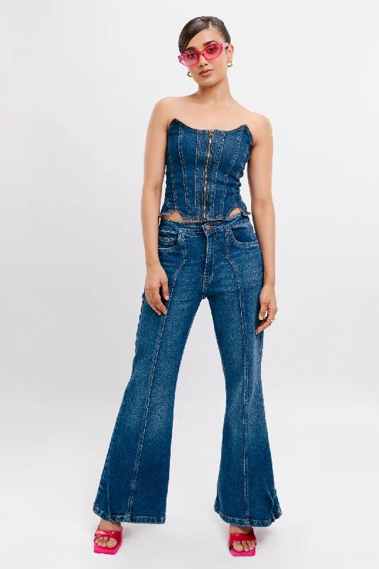 Comfortable Mind Front Seam Vintage Bootcut Jeans
