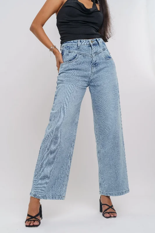Cozy Dress Fish Cut Light Straight Jeans