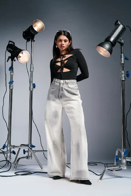 Fashion Innovation Grey Havoc Wide Leg Jeans