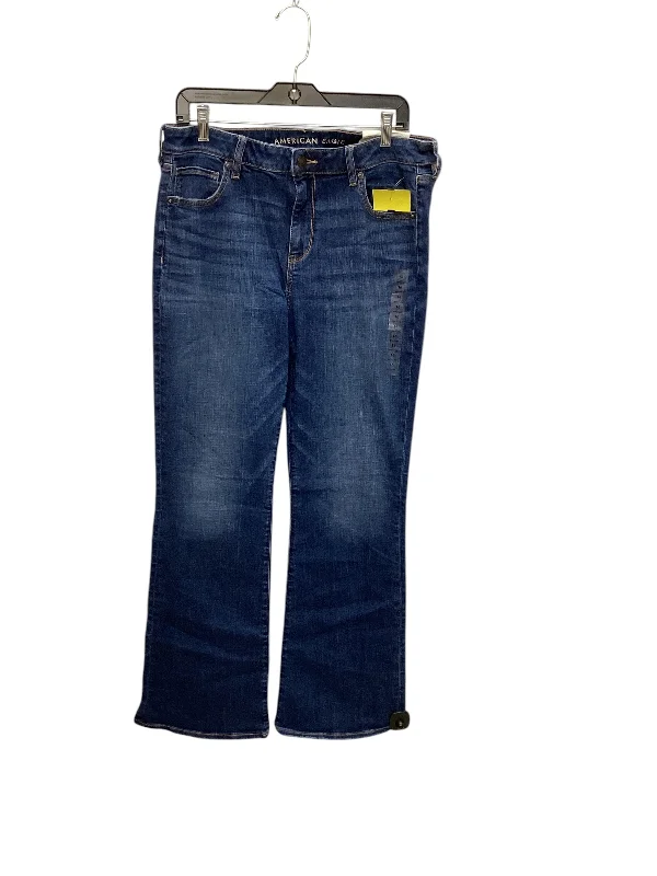 Printed Patterns Jeans Boot Cut By American Eagle In Blue Denim, Size: 16