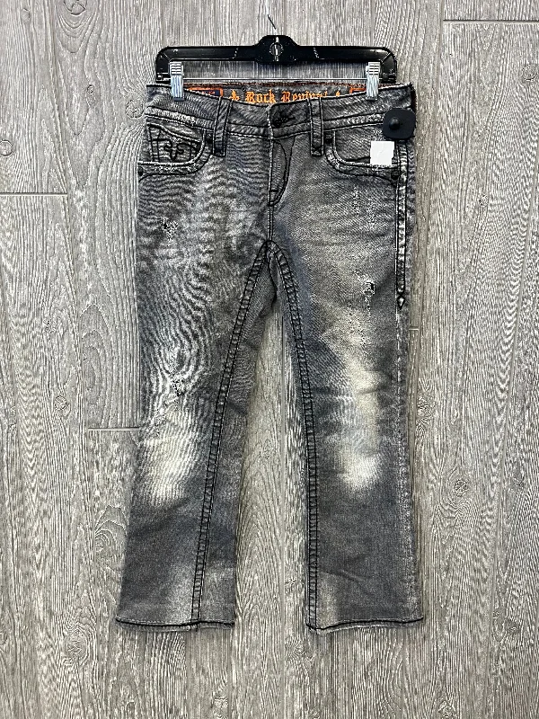 Simple Style Jeans Boot Cut By Rock Revival In Grey Denim, Size: 8