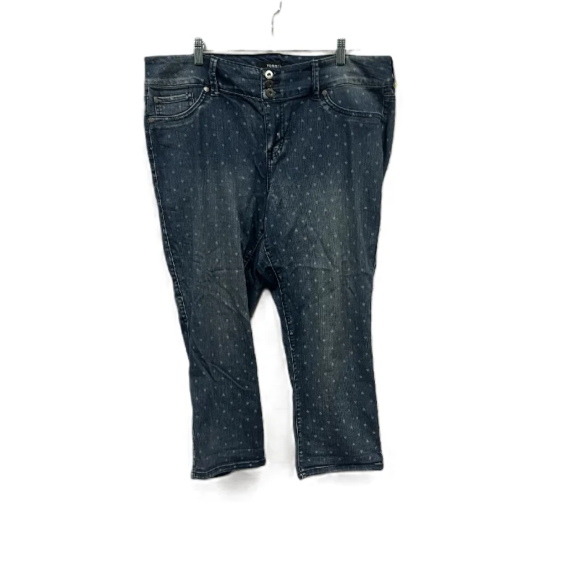 Must-have For Autumn And Winter Jeans Cropped By Torrid In Blue, Size: 20