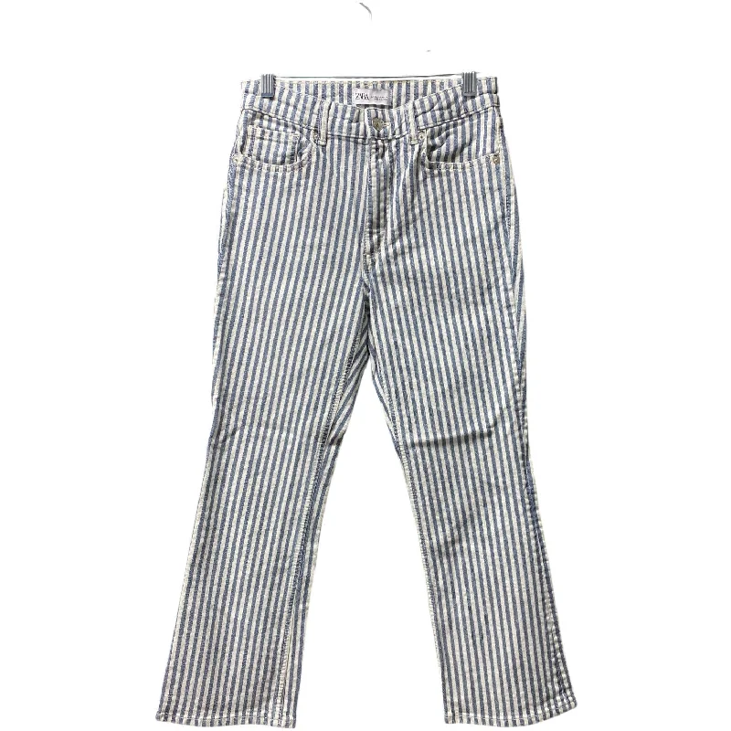 Basic Version Jeans Flared By Zara In Striped Pattern, Size: 6