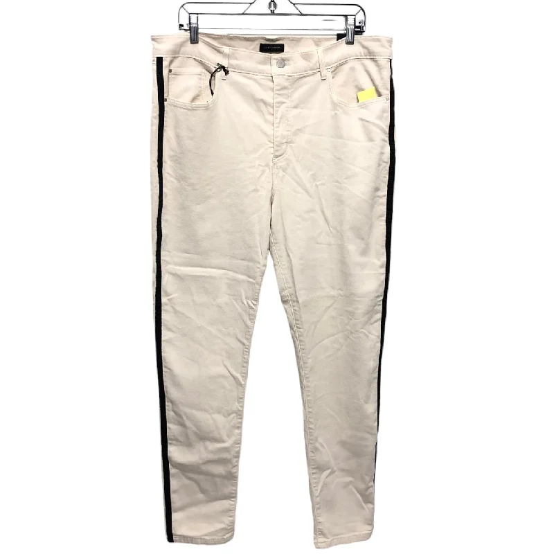 High-end Wear Jeans Skinny By Ann Taylor In Black & Cream, Size: 16